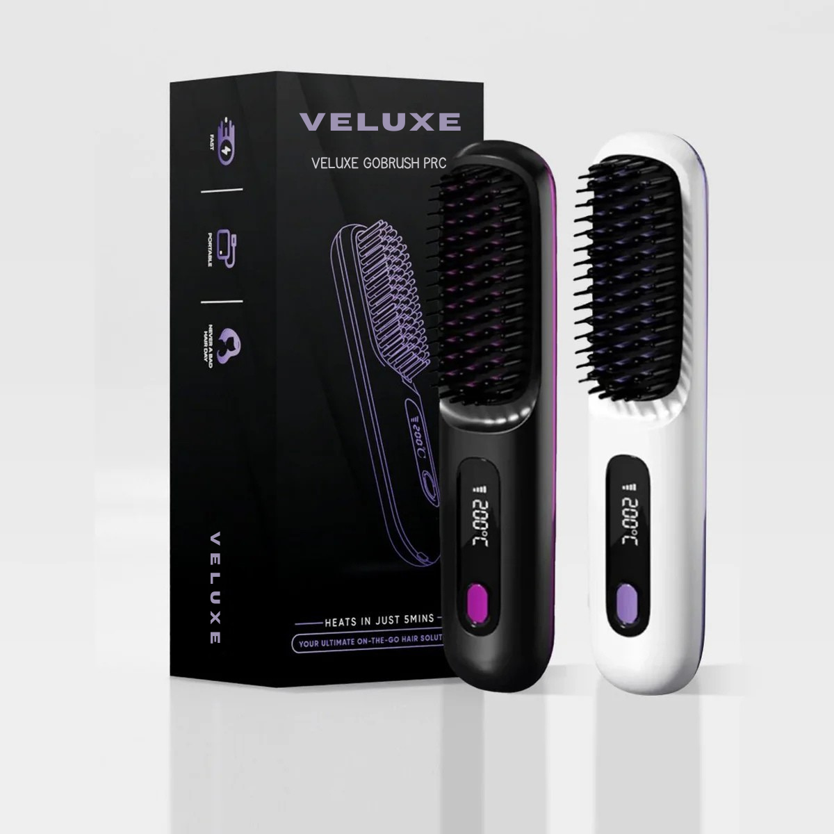 Veluxe™ GoBrush PRO - Sig farvel til dårlige hårdage med denne bærbare glattejernsbørste