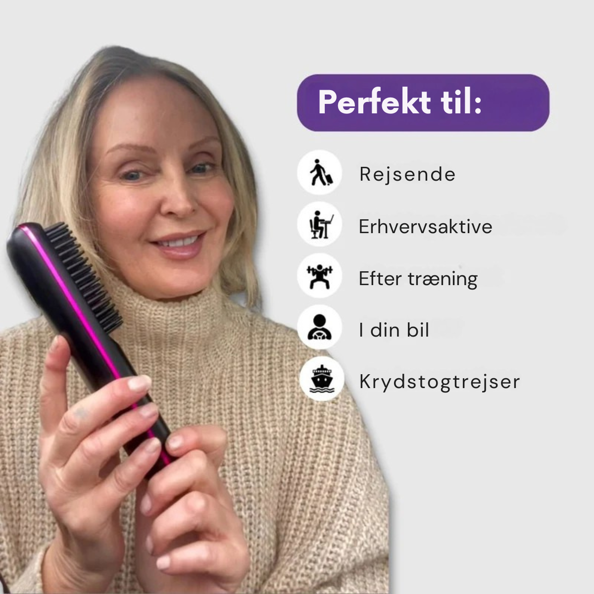 Veluxe™ GoBrush PRO - Sig farvel til dårlige hårdage med denne bærbare glattejernsbørste